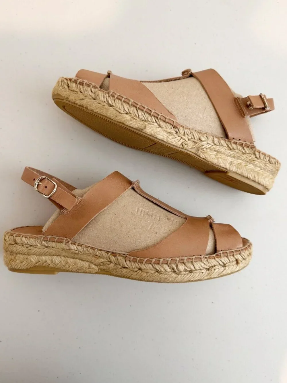 Naguisa Canto Espadrille Sandals Size 37 Tan Fisherman Artisan Quiet Luxury Chic